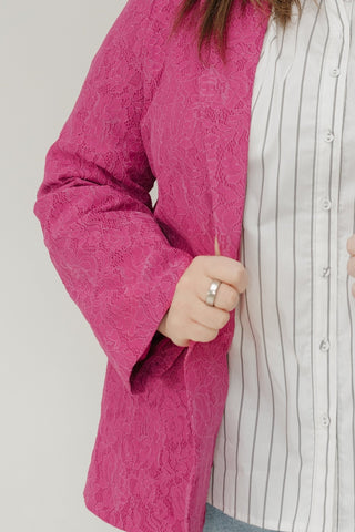 Fuchsia Lace Blazer – Statement Lace Layer - Love Marlow