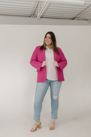 Fuchsia Lace Blazer – Statement Lace Layer - Love Marlow