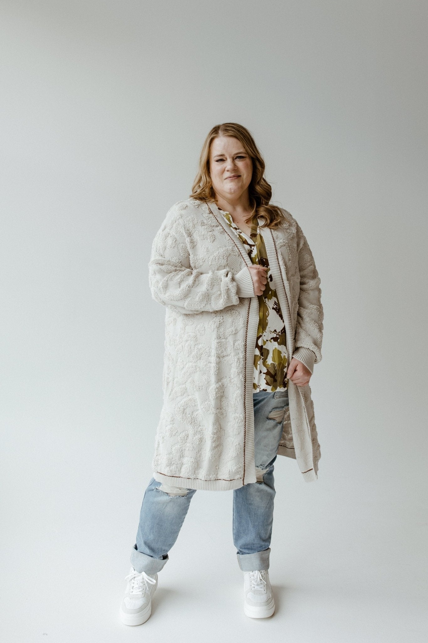FUZZY ANIMAL PRINT CARDIGAN IN BISCOTTI - 20 - Love Marlow