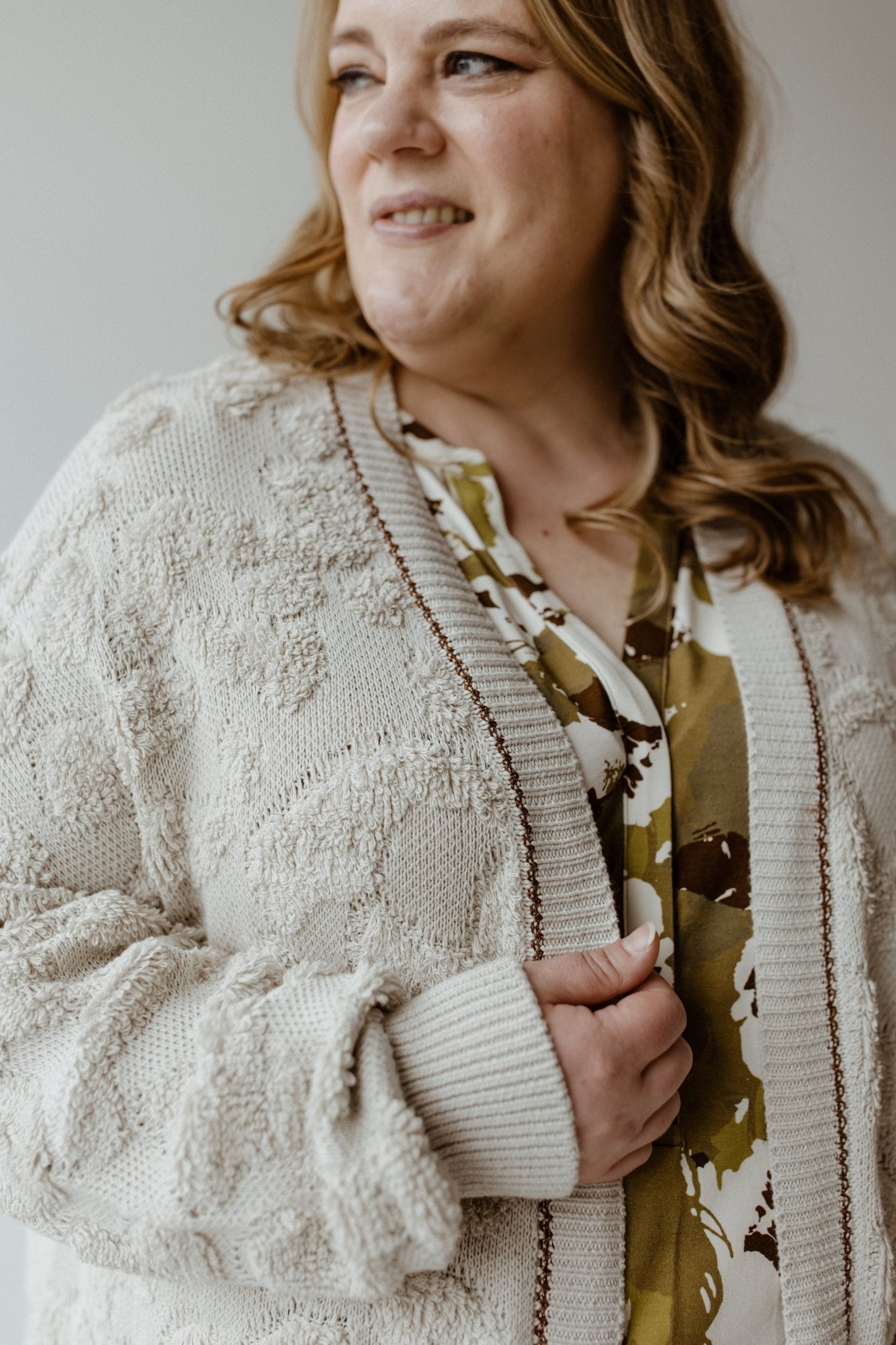 FUZZY ANIMAL PRINT CARDIGAN IN BISCOTTI - 20 - Love Marlow