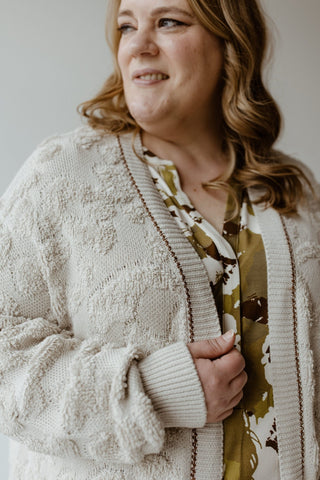 FUZZY ANIMAL PRINT CARDIGAN IN BISCOTTI - 20 - Love Marlow