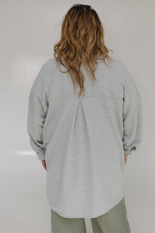 FUZZY LIGHTWEIGHT SHACKET IN GREY - Love Marlow