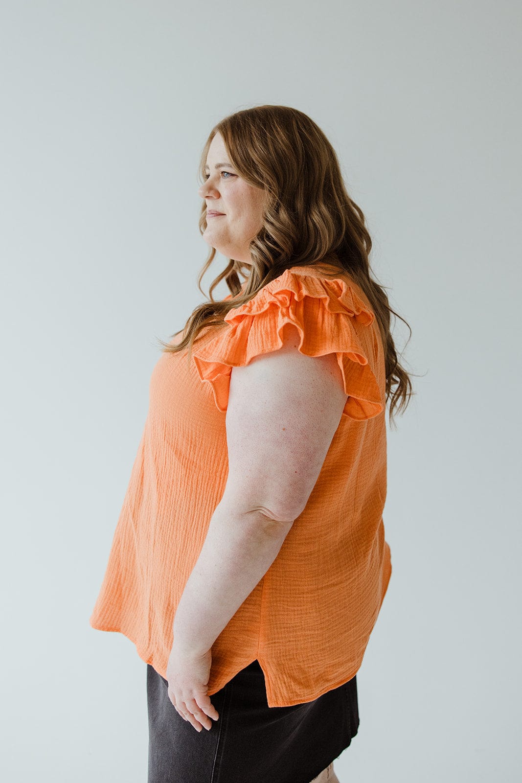 GAUZY RUFFLE SHOULDER TANK - Love Marlow