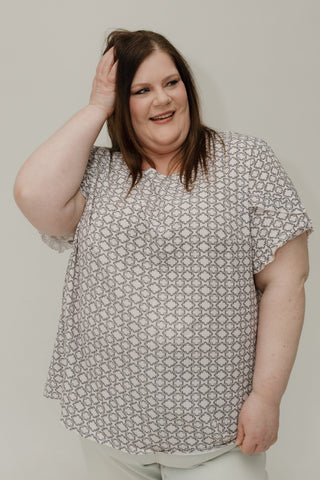 Geo Pop Ruffle Sleeve Blouse - Love Marlow