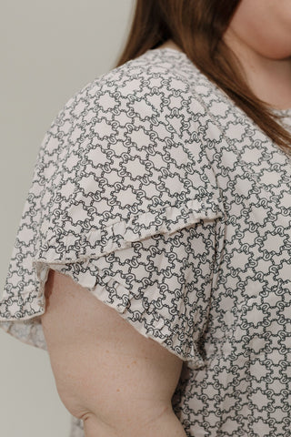 Geo Pop Ruffle Sleeve Blouse - Love Marlow