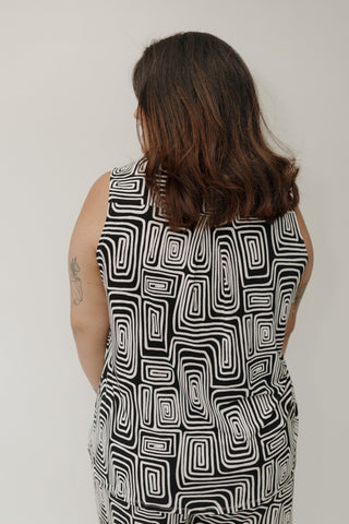 Geometric Chic Ruched Back Tank - Love Marlow