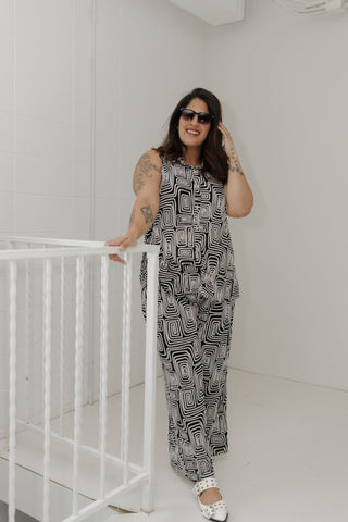 Geometric Chic Ruched Back Tank - Love Marlow