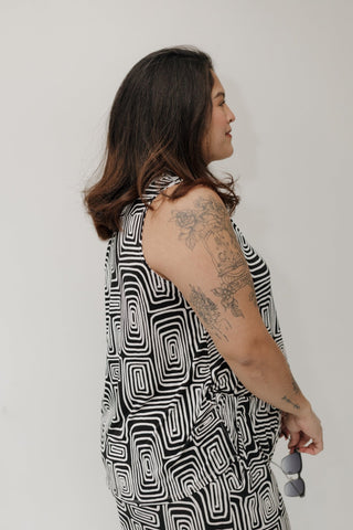 Geometric Chic Ruched Back Tank - Love Marlow