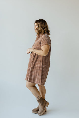 GEOMETRIC PATTERNED BUTTON FRONT DRESS - Love Marlow