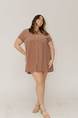 GEOMETRIC PATTERNED BUTTON FRONT DRESS - Love Marlow