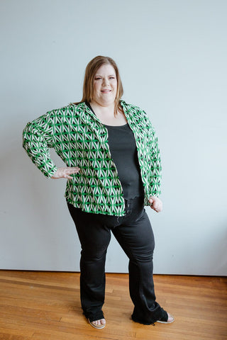 GEOMETRIC PRINT BUTTON - UP BLOUSE - Love Marlow