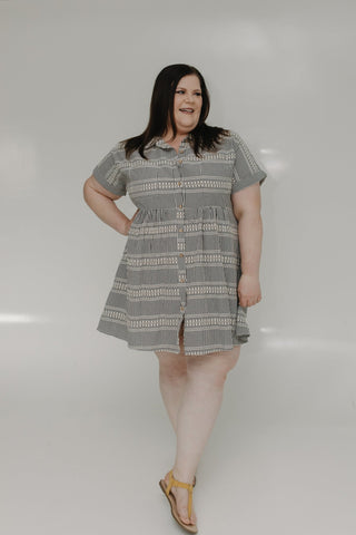 GINGHAM CHECK AND EMBROIDERED DETAIL DRESS - Love Marlow