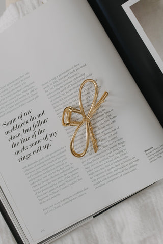 GOLD BOW HAIR CLAW CLIP - ELEGANT & STYLISH HAIR ACCESSORY - Love Marlow