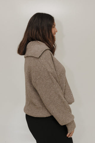 HALF - ZIP SWEATER IN MOCHA SHIMMER - Love Marlow