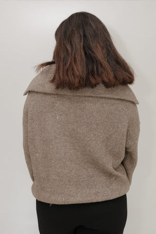 HALF - ZIP SWEATER IN MOCHA SHIMMER - Love Marlow