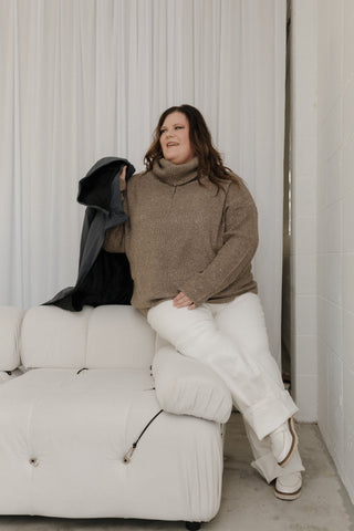 Half - Zip Sweater – Mocha Shimmer - Love Marlow