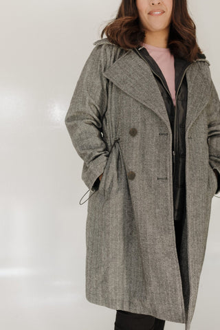 HERRINGBONE JACKET WITH DETACHABLE VEST AND HOOD - Love Marlow