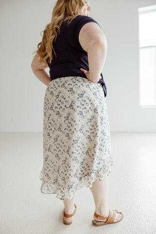 HIGH - LOW RUFFLE KICK HEM SKIRT IN FRENCH BLUE - Love Marlow