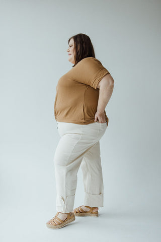 HIGH - RISE BUTTON FRONT RELAXED SKINNY IN BISCOTTI - 22/24 - Love Marlow