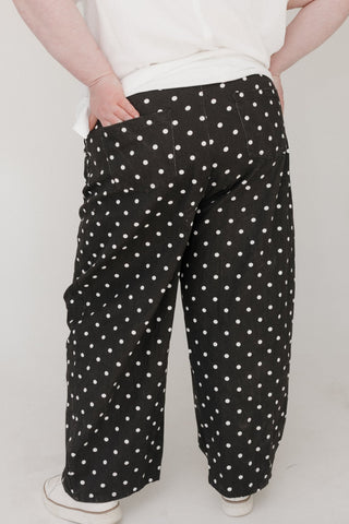 High - Rise Polka Dot Denim Pants – Black & White - Love Marlow