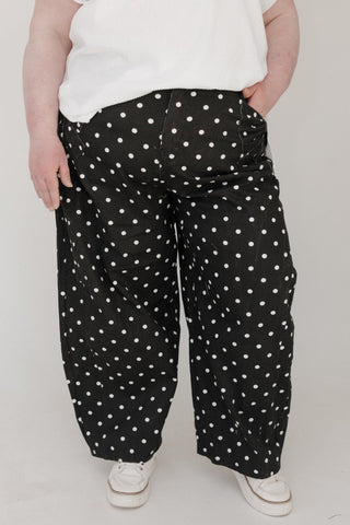 High - Rise Polka Dot Denim Pants – Black & White - Love Marlow