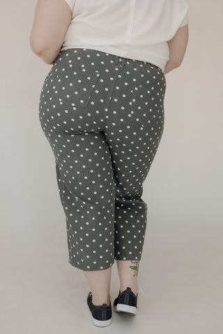 High - Rise Polka Dot Denim Pants – Denim & White - Love Marlow