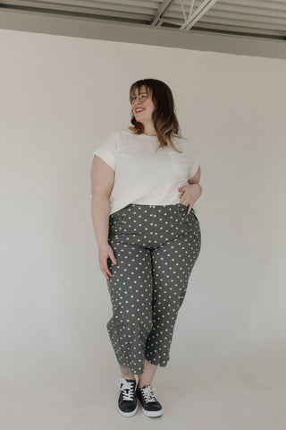 High - Rise Polka Dot Denim Pants – Denim & White - Love Marlow