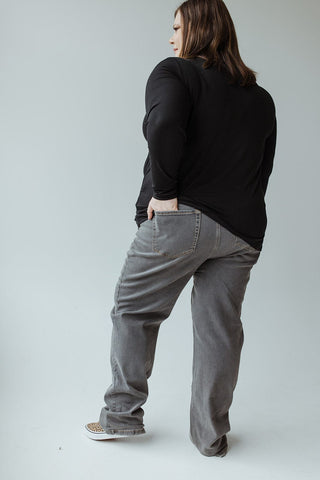 HIGH - RISE STRAIGHT LEG JEANS IN GREY - Love Marlow
