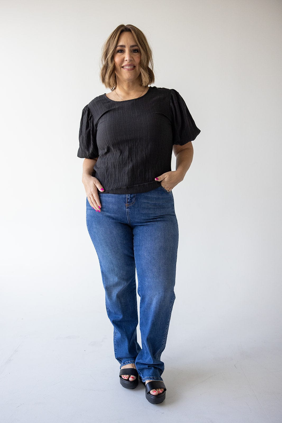 HIGH - RISE STRAIGHT LEG JEANS WITH STRIPE DETAIL - 12 - Love Marlow