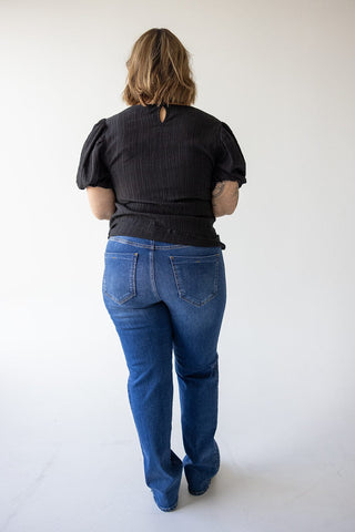 HIGH - RISE STRAIGHT LEG JEANS WITH STRIPE DETAIL - 12 - Love Marlow