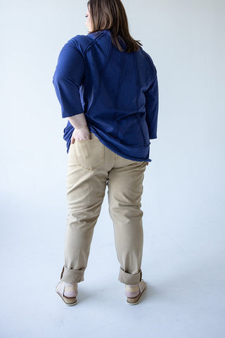 HIGH - RISE SUPER STRETCHY RELAXED SKINNY JEANS IN WASHED KHAKI - 14 - Love Marlow