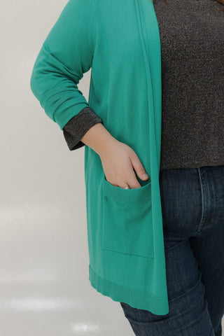 HOODED CARDIGAN WITH POCKETS IN EMERALD CITY - Love Marlow