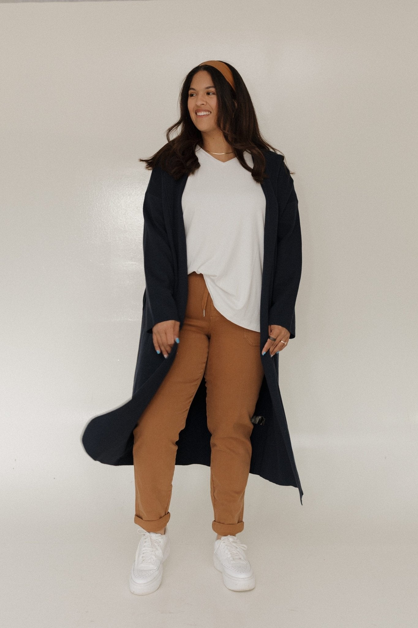 HOODED COATIGAN IN NAVY - Love Marlow