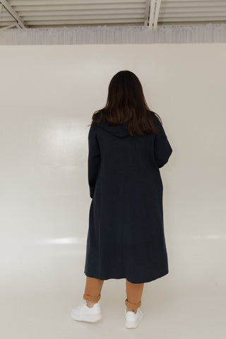 HOODED COATIGAN IN NAVY - Love Marlow