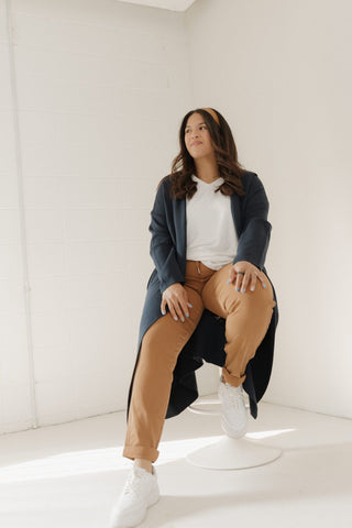 HOODED COATIGAN IN NAVY - Love Marlow