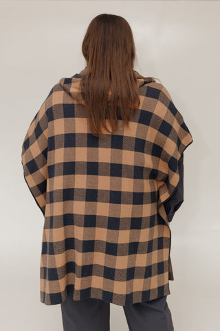 HOODED PLAID CAPE - One Size - Love Marlow