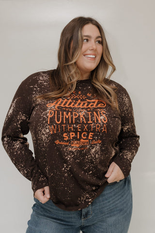 "I LIKE MY ATTITUDE HOW I LIKE MY PUMPKINS WITH EXTRA SPICE" LONG - SLEEVE TEE - Love Marlow