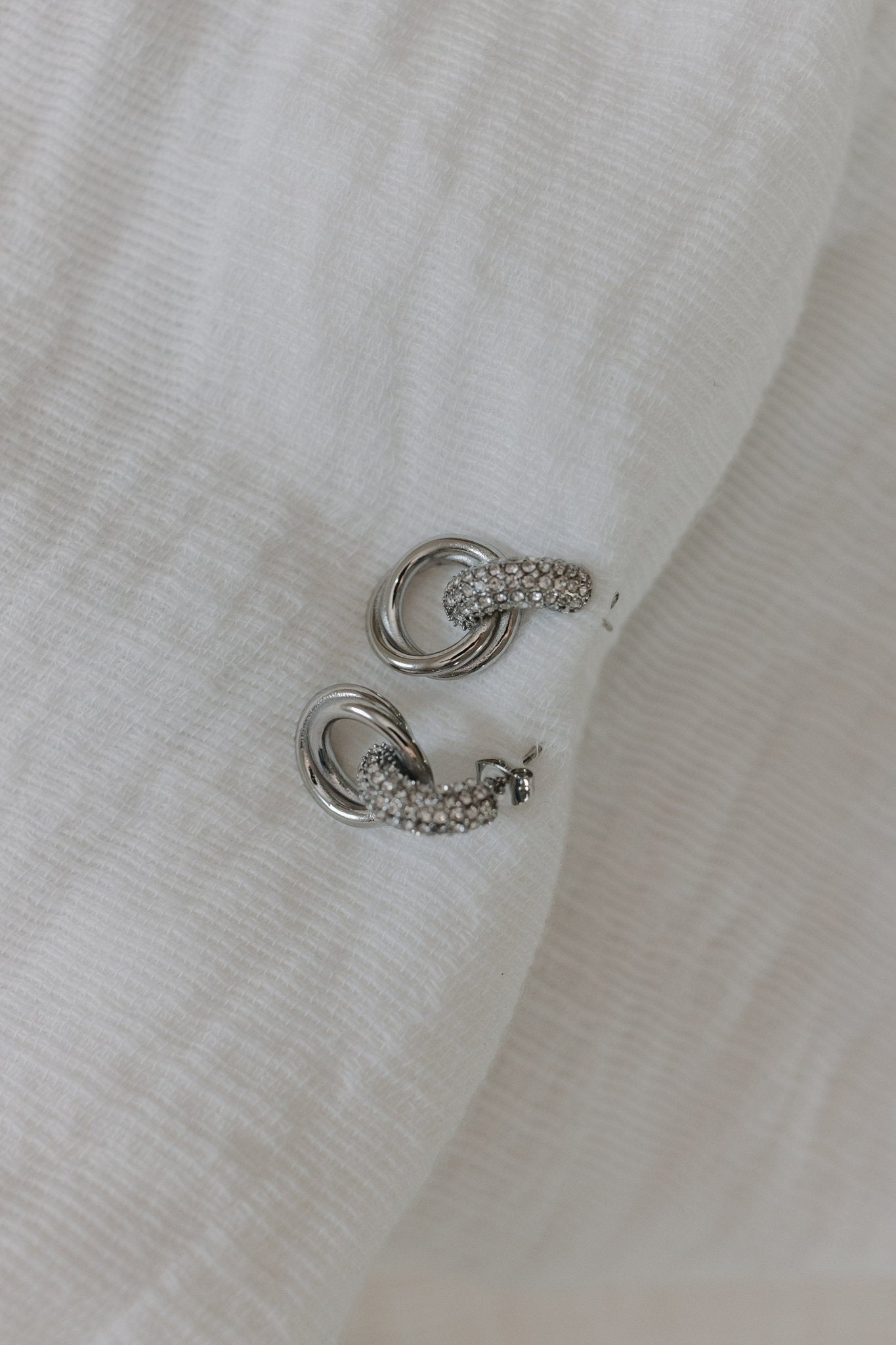 ISLA DOUBLE HOOP WATERPROOF DIAMOND EARRINGS IN SILVER - Love Marlow