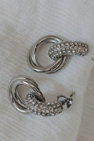 ISLA DOUBLE HOOP WATERPROOF DIAMOND EARRINGS IN SILVER - Love Marlow