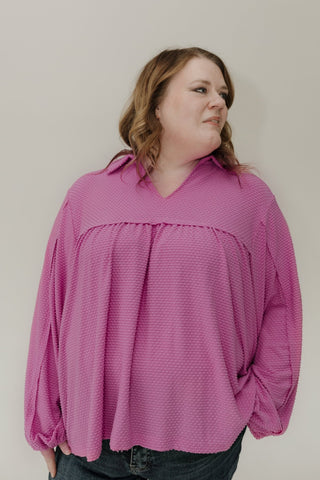 Jacquard Blouson Top – Vibrant Pink - Love Marlow