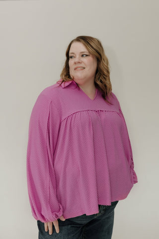 Jacquard Blouson Top – Vibrant Pink - Love Marlow