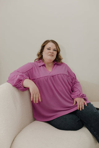 Jacquard Blouson Top – Vibrant Pink - Love Marlow