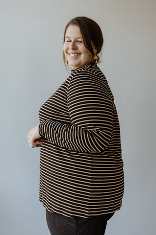 JERSEY KNIT LONG - SLEEVE STRIPED TURTLENECK - Love Marlow