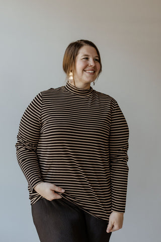 JERSEY KNIT LONG - SLEEVE STRIPED TURTLENECK - Love Marlow