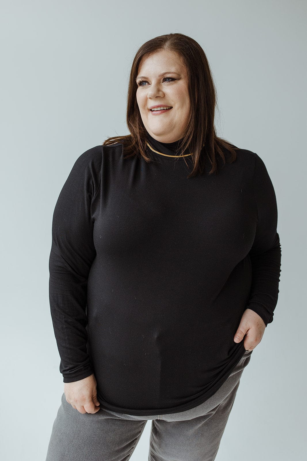 JERSEY KNIT LONG - SLEEVE TURTLENECK IN BLACK - Love Marlow