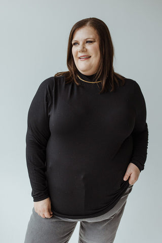 JERSEY KNIT LONG - SLEEVE TURTLENECK IN BLACK - Love Marlow