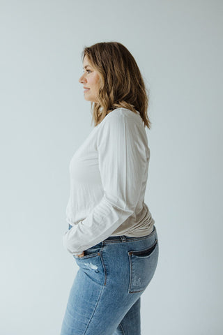 JERSEY KNIT LONG - SLEEVE TURTLENECK IN CREAM - Love Marlow