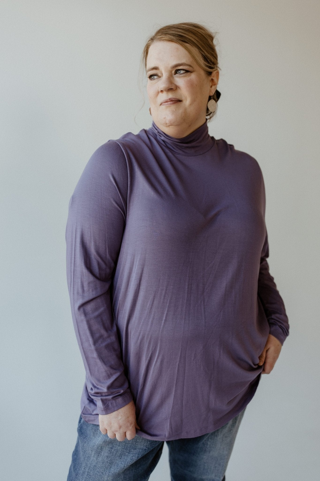 JERSEY KNIT LONG - SLEEVE TURTLENECK IN SUGAR PLUM - Love Marlow