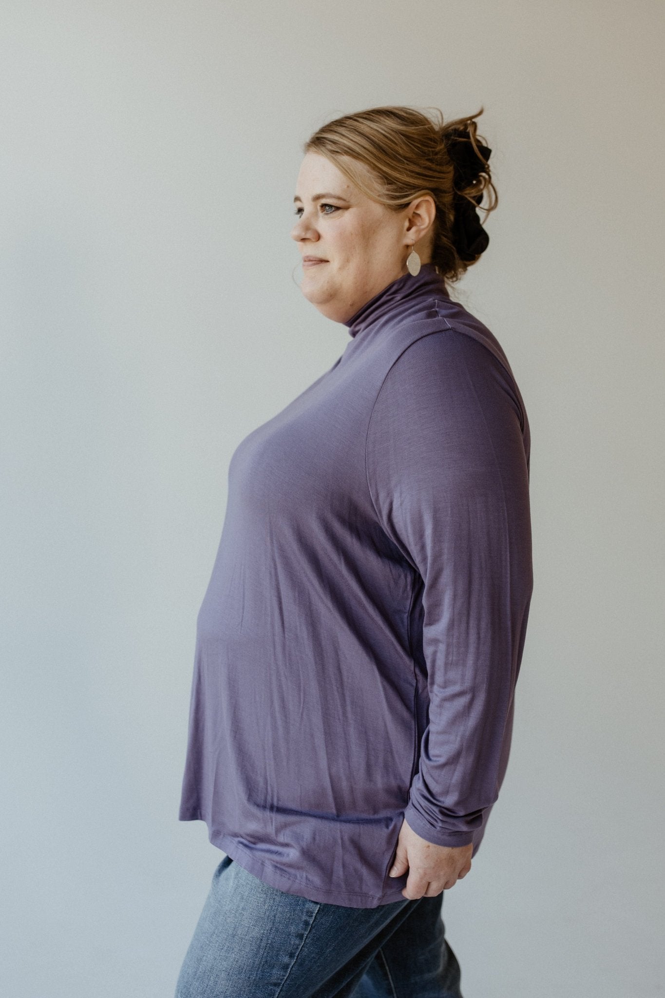 JERSEY KNIT LONG - SLEEVE TURTLENECK IN SUGAR PLUM - Love Marlow