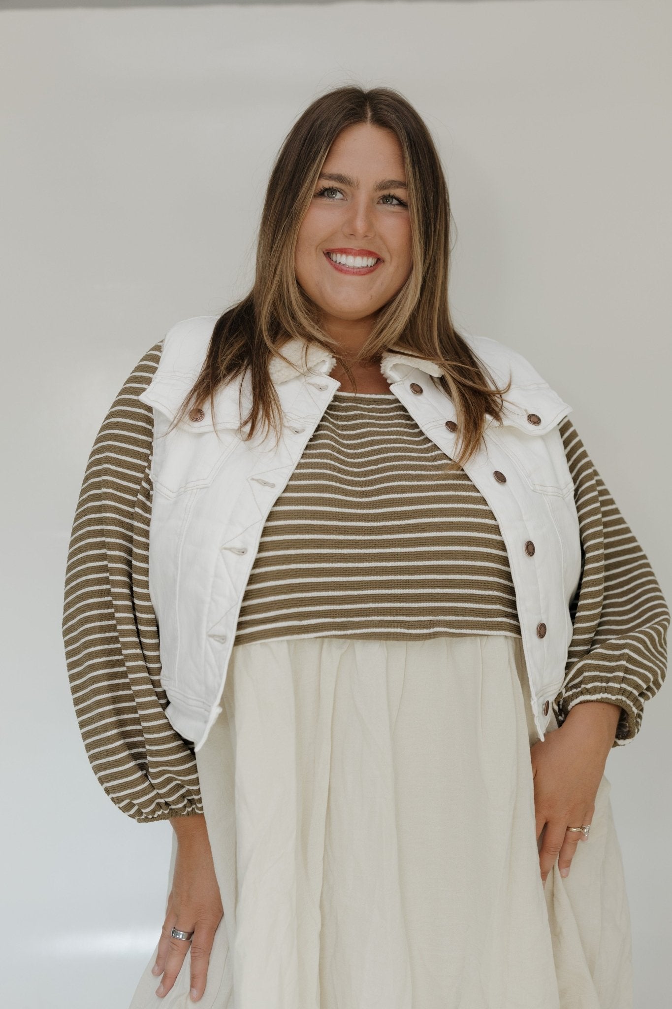 JUDY BLUE FAUX FUR LINED VEST IN OFF - WHITE - Love Marlow